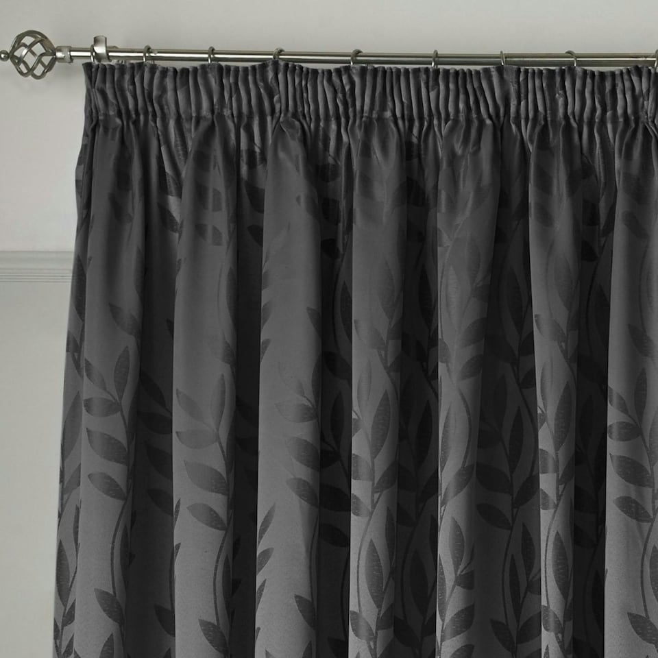image 1 of Voli Pencil Pleat Taped Top Lined Curtains - 117cm x 137cm - Charcoal