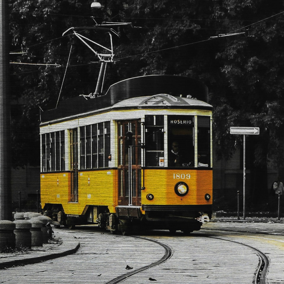image 1 of Metal Art Tram Brushed Aluminium Print