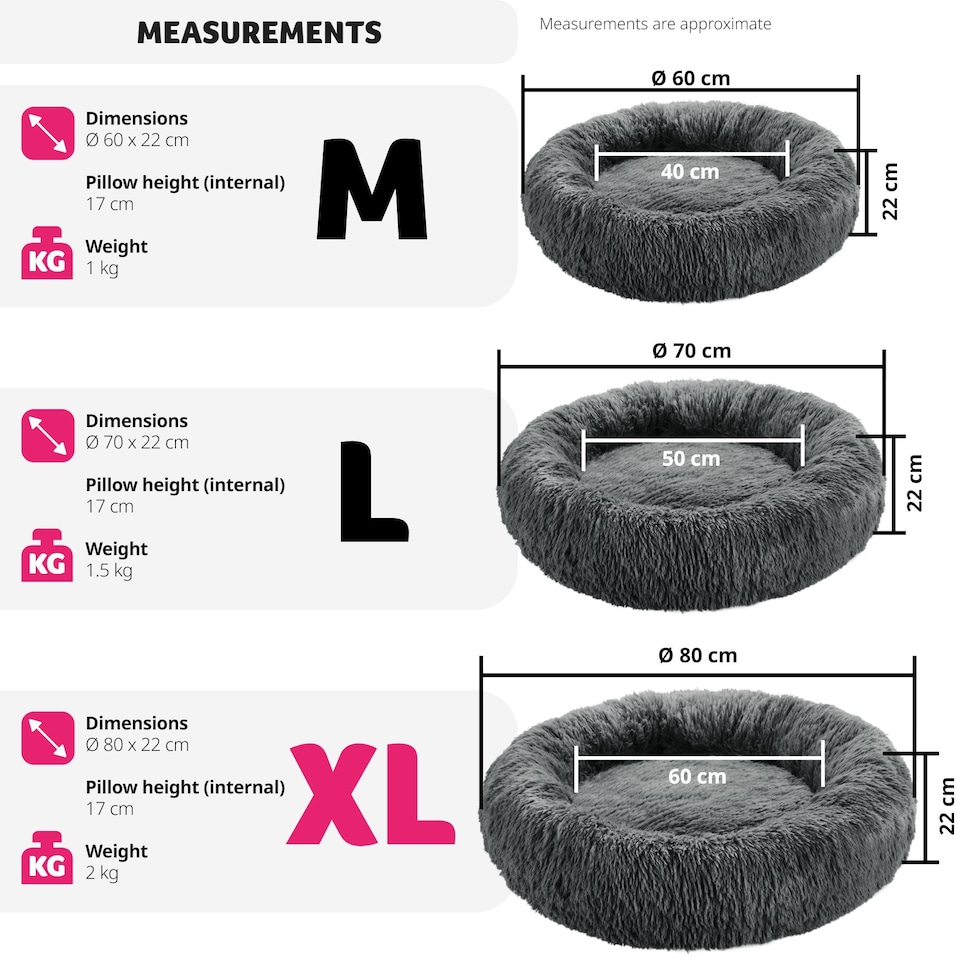 image 1 of Dog Bed Maja - round with long plush, thick padding with raised edge, washable and non-slip | Grey | grey | XL | 1