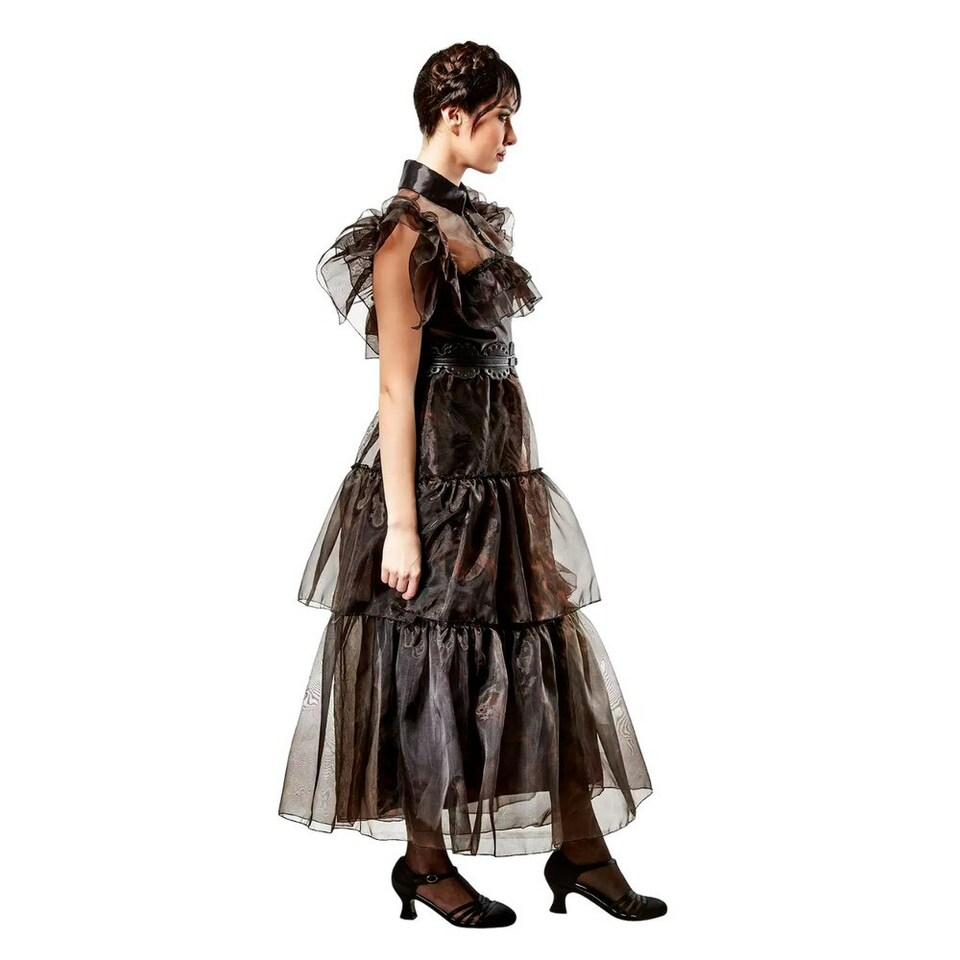 image 1 of Wednesday Womens/Ladies Rave ´N Dance Wednesday Addams Costume Dress - Black - L L