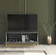 image 7 of TV Unit 100cm Grey Matt Fluted Fronts with Gold Metal Base Grey