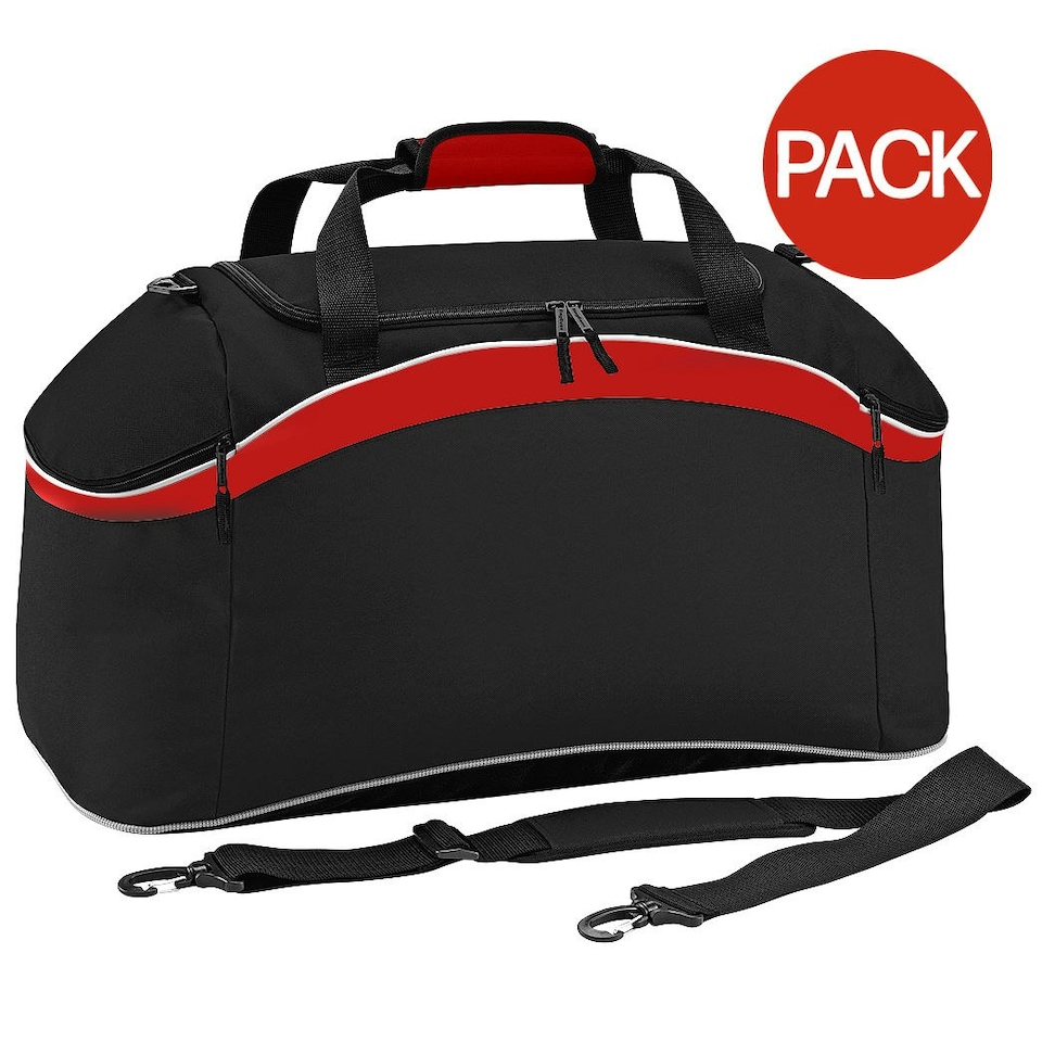 BagBase Teamwear Sport Holdall / Duffle Bag (54 Litres) (Pack of 2) - Black/ Classic Red/ White - One Size Red | One Size