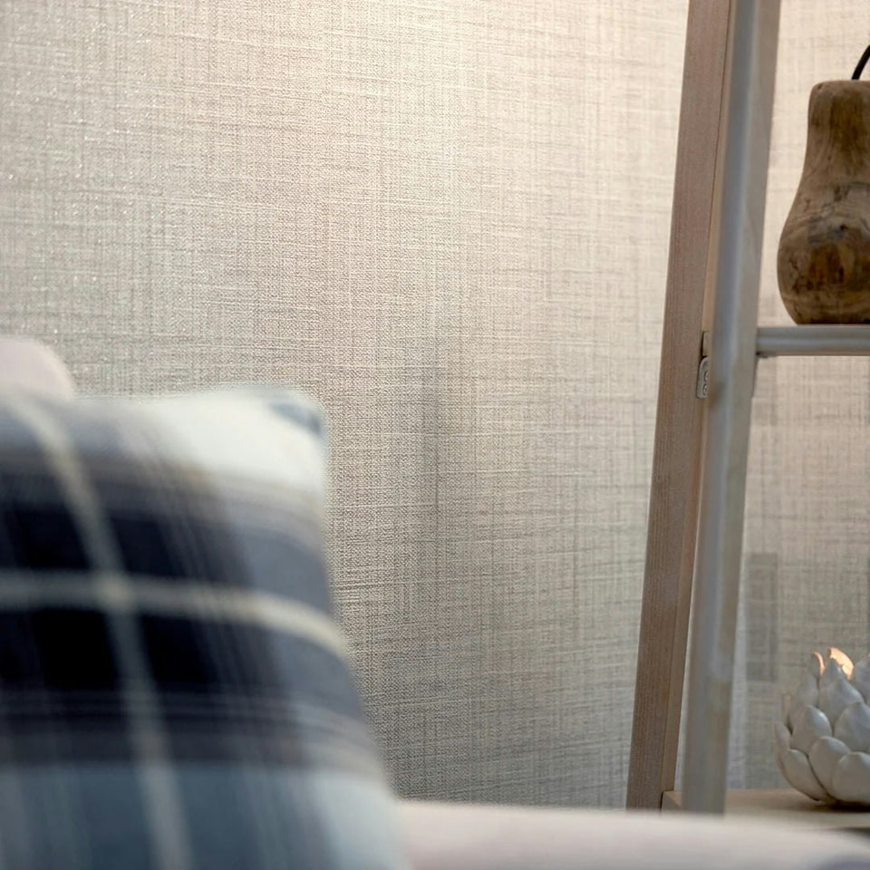 image 1 of Calico Texture Fabric Effect Wallpaper in Natural Multi