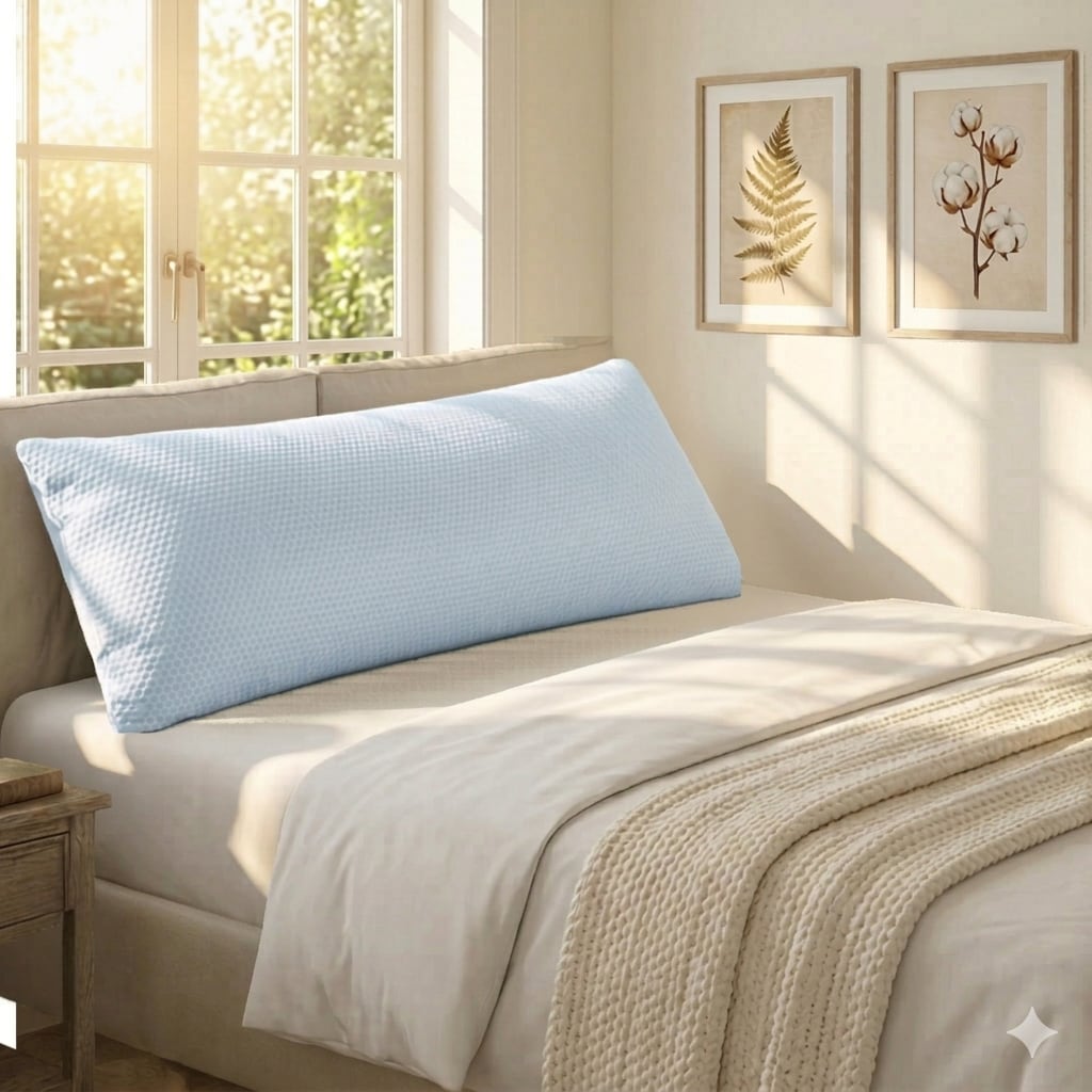 Lavio Long Bolster Pillow Memory Foam Pregnancy Nursing Support | Blue