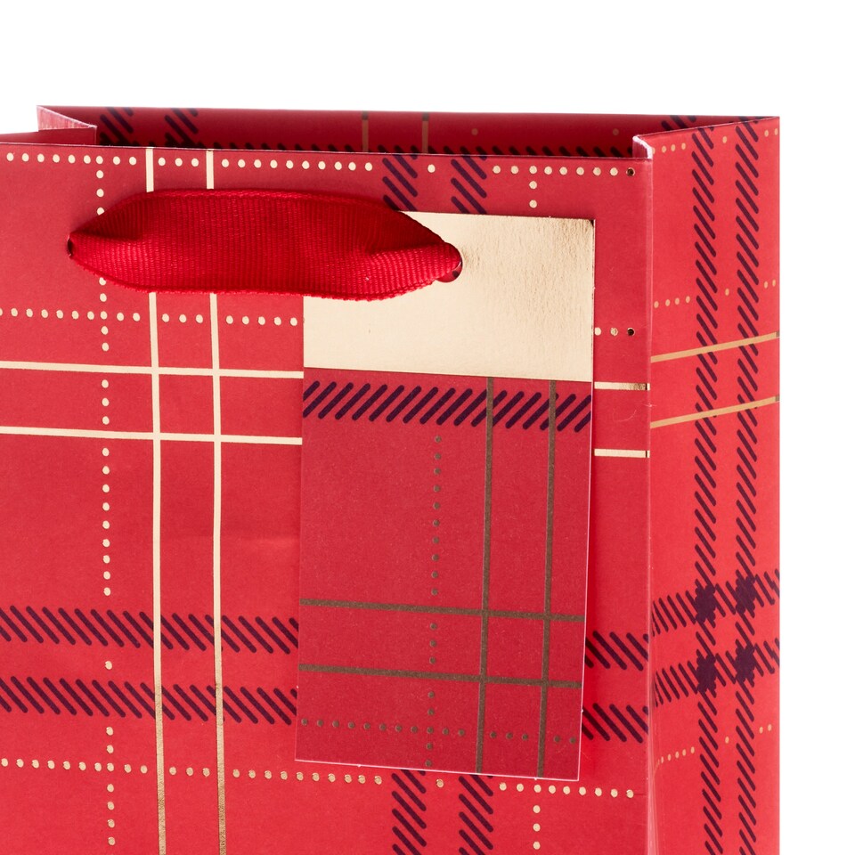 image 1 of Hallmark Pack Of 3 Christmas Bottle Bags - Red Tartan Design