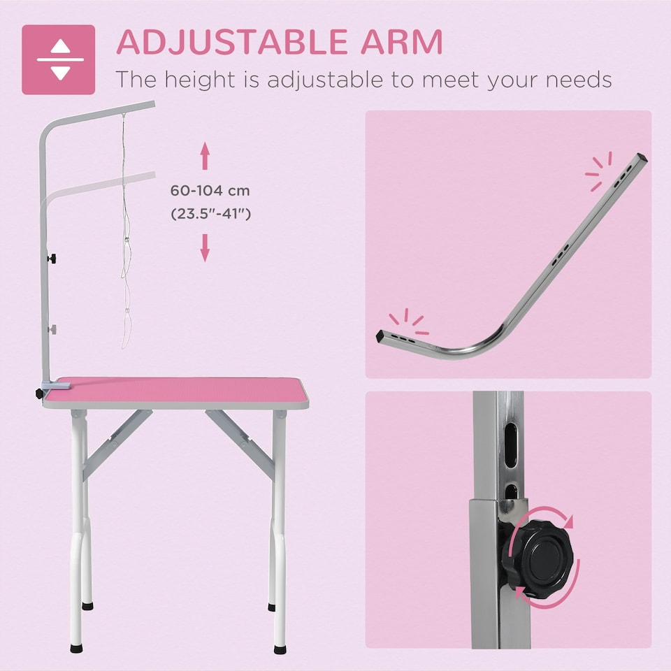 image 1 of PawHut Foldable Dog Grooming Table Adjustable Arm 81x49x80 cm