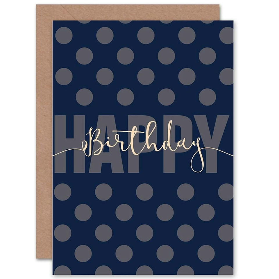 image 1 of Polka Dot Blue Elegant Happy Birthday Greeting Card