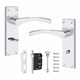 image 1 of Golden Grace Victorian Scroll Astrid Door Handles Bathroom WC Toilet in Silver Polished Chrome with (GG) 64mm Bathroom Mortise Lock - 150mm x 40mm Backplate Chrome