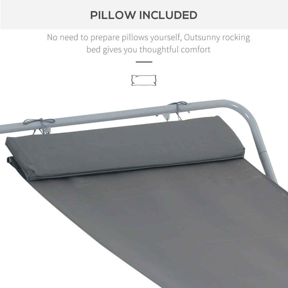 image 1 of Outsunny Single Texteline Outdoor Hammock Bed Patio Sun Lounger Grey