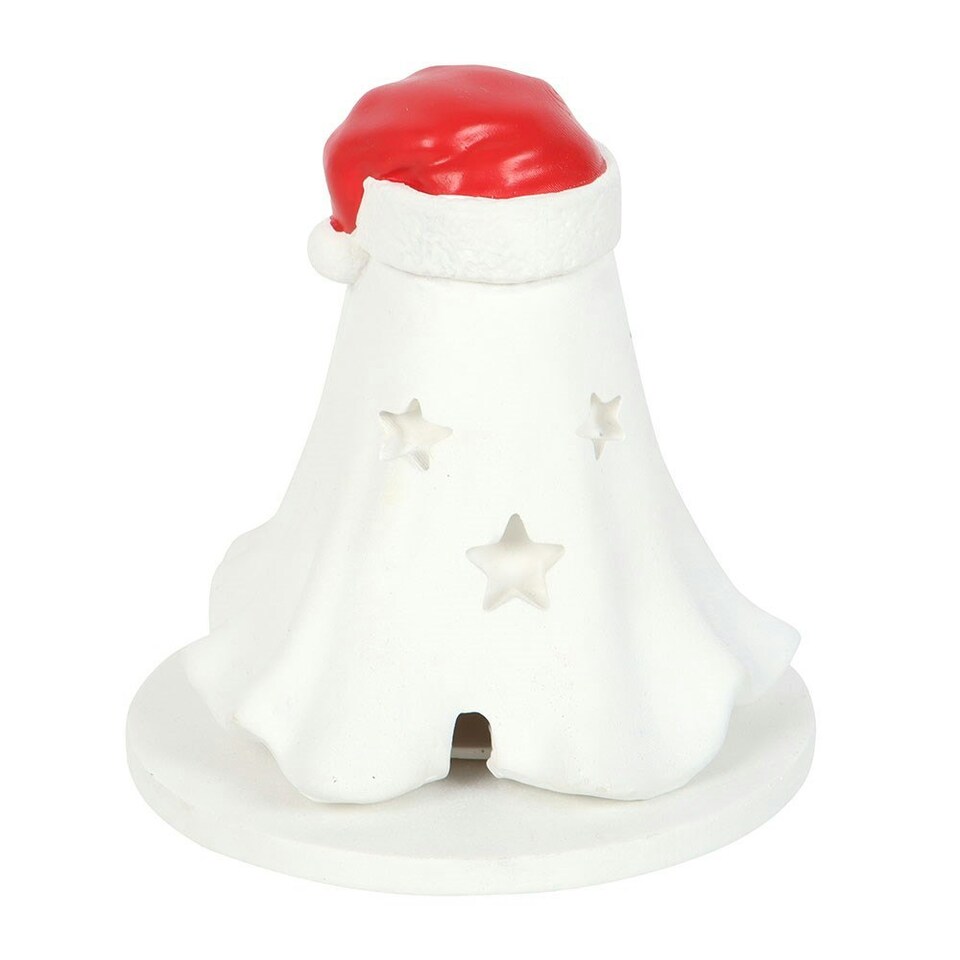 image 1 of Ghost with Santa Hat Incense Cone Holder