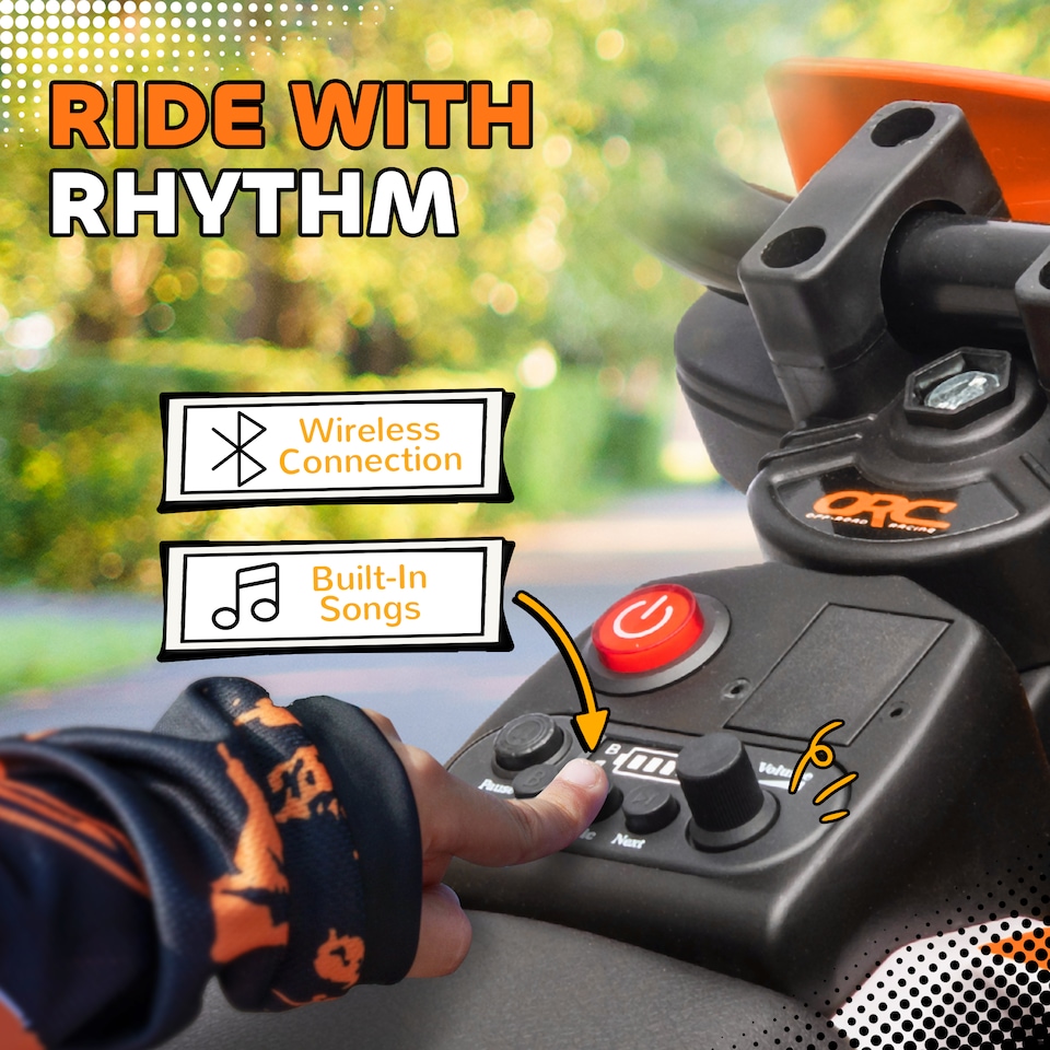image 1 of AIYAPLAY 12V Ride On Motorbike with Removable Training Wheels, Orange
