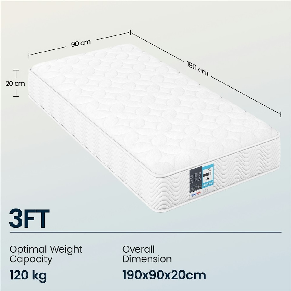 image 1 of Yaheetech Single Medium Firm Hybrid Mattress with Pocket Sprung