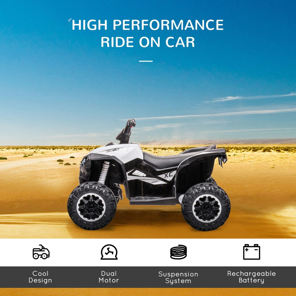 image 1 of HOMCOM 12V Electric Quad Bikes for Kids Ride On Car ATV Toy for 3-5 Years White