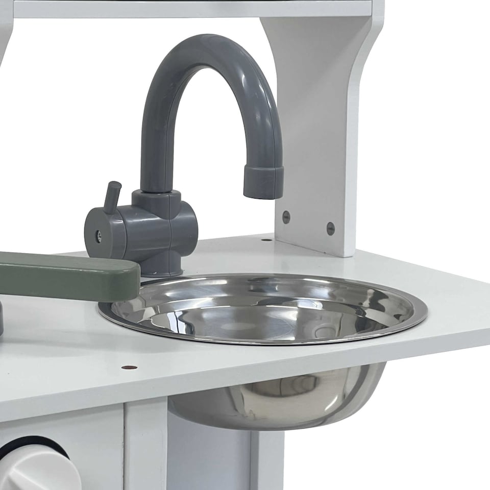 image 1 of Childrens Kids Roleplay Wooden Play Kitchen Cooking Playset with Utensils