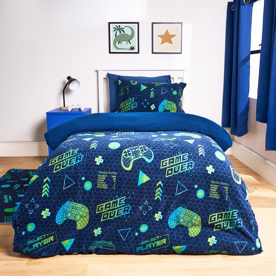 image 1 of OHS Gaming Fleece Duvet Cover Set Bedding Quilt Warm | Green | Double