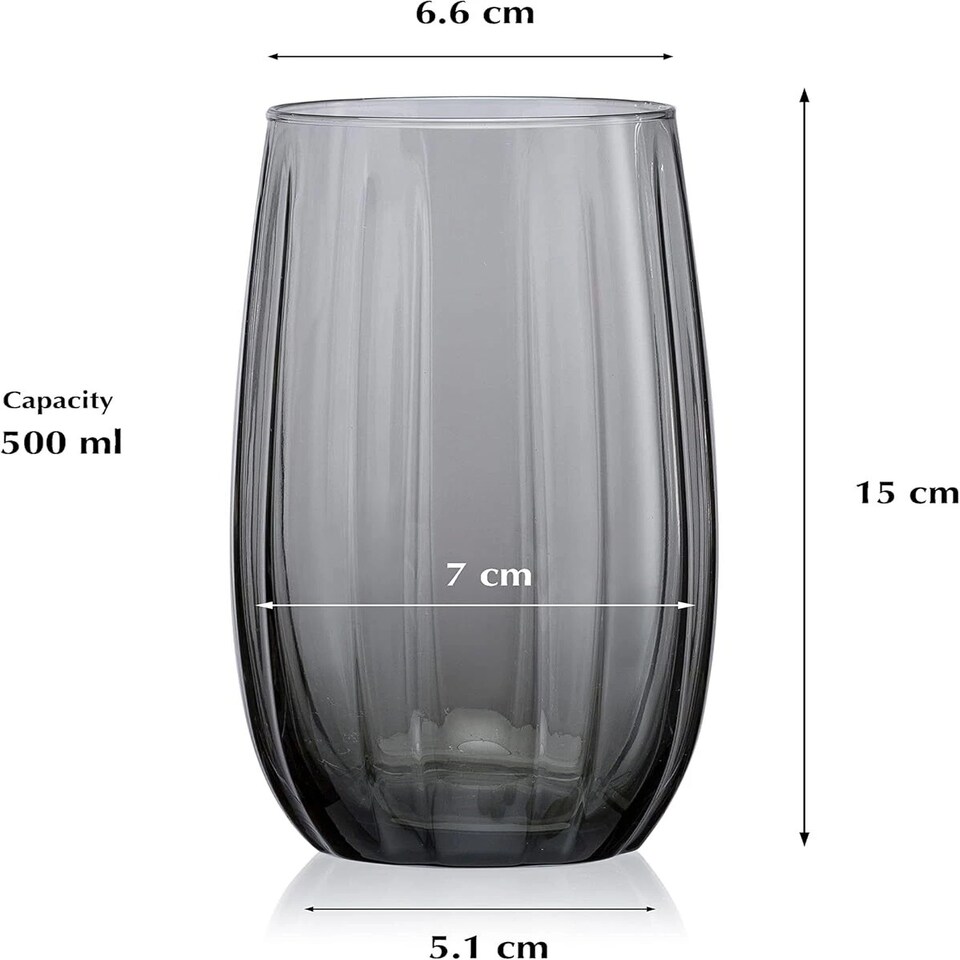 image 1 of Linka Coloured Glasses Sets Glassware Cup Tall Short Cocktail Tumblers | Multi | Dark Grey 500ml