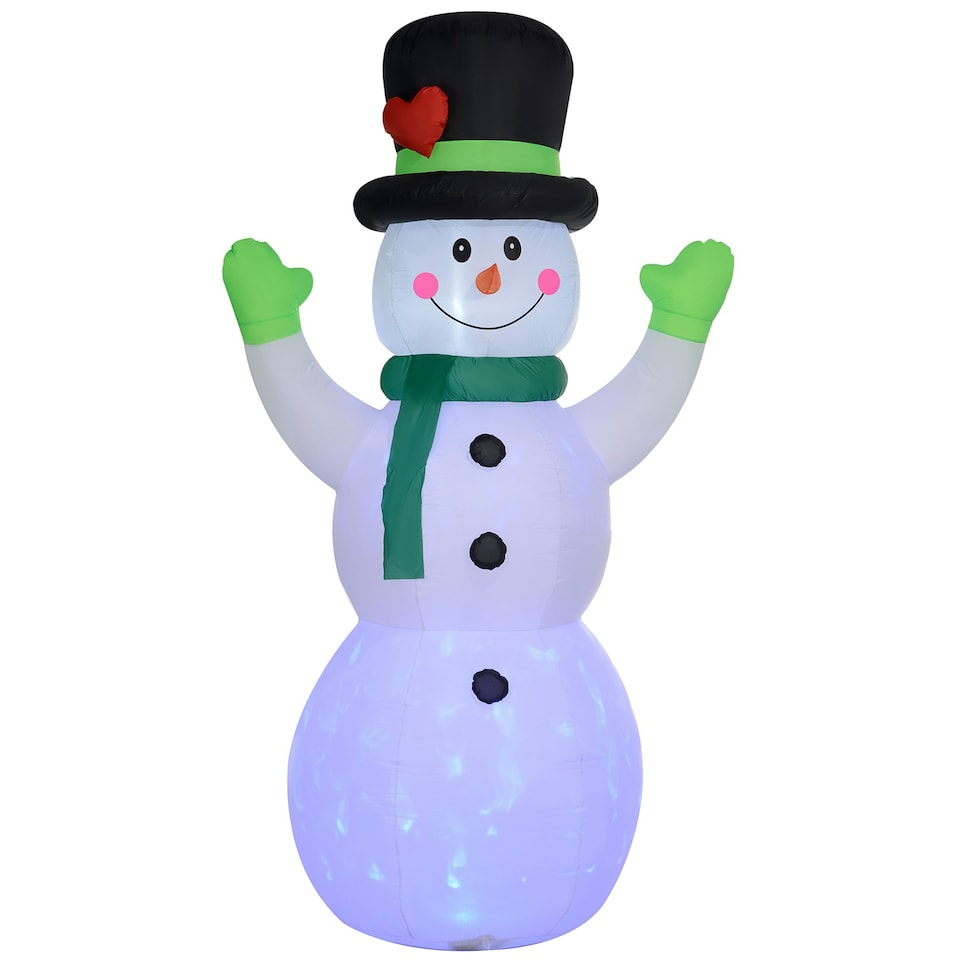 image 1 of Outsunny 10ft Inflatable Snowman w/ Black Hat, Green Scarf for Garden Yard