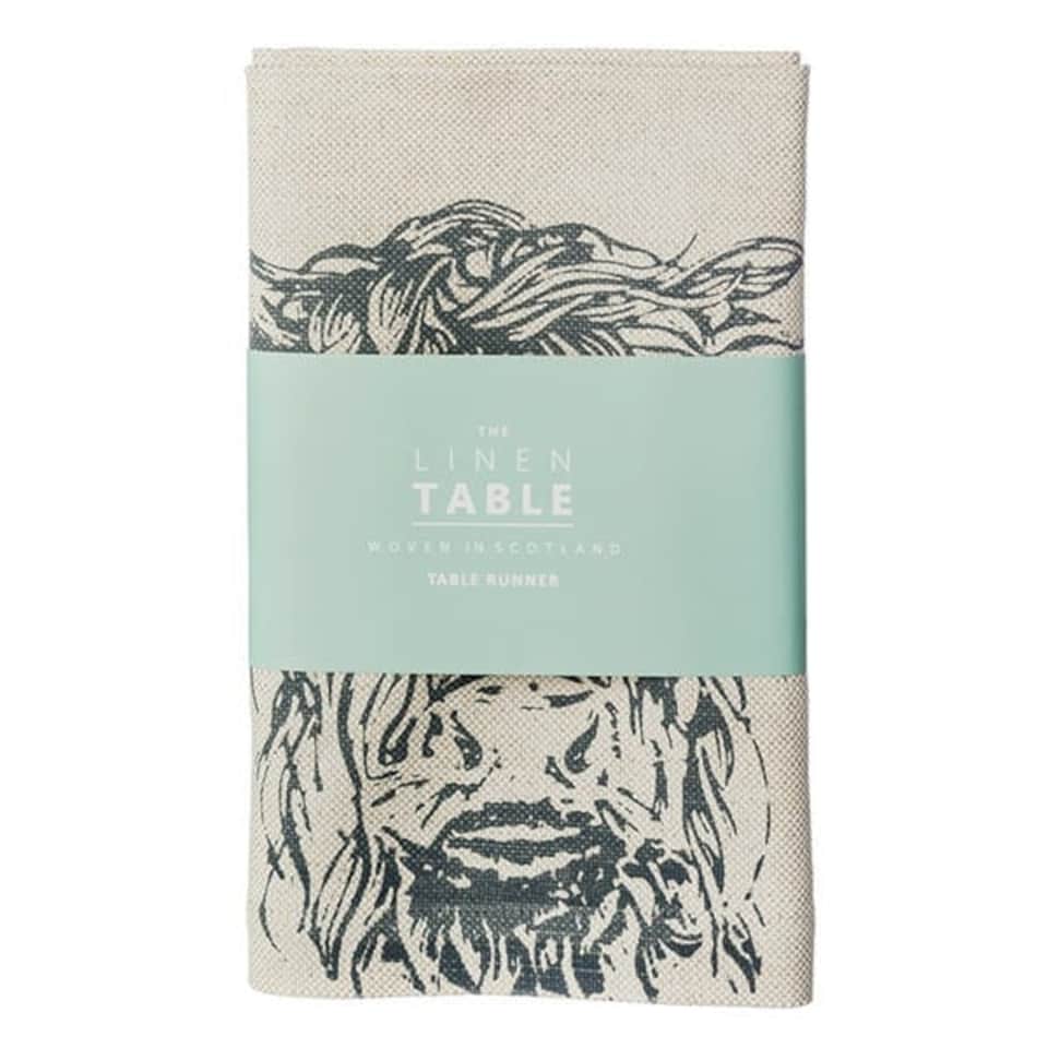 image 1 of The Just Slate Company Highland Cow Linen Table Runner