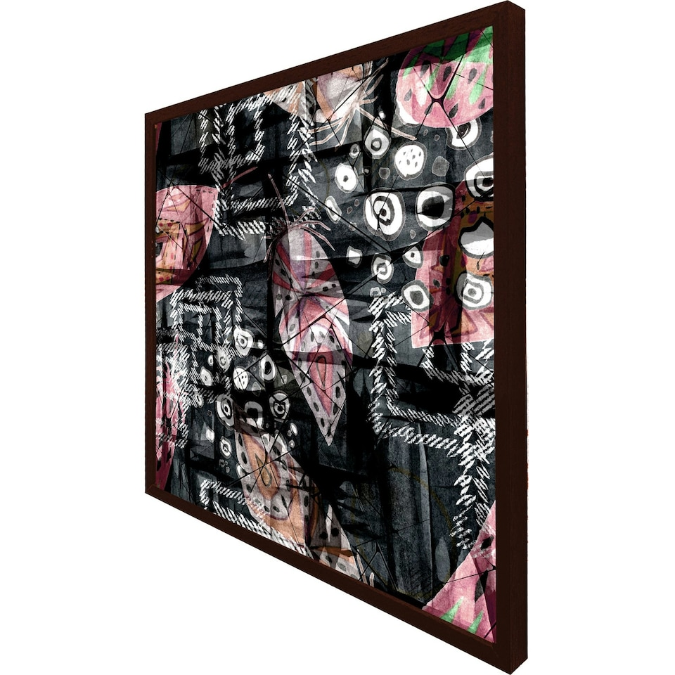 image 1 of Boho pattern with feathers (Picture Frame) Brown | Oak | XS