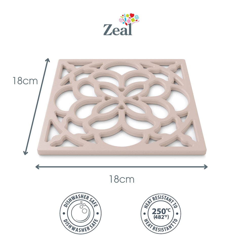 image 1 of Zeal Square Silicone Heritage Trivet, 18cm, Rose Pink