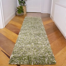KUKOON Dark Green Grey Mottled Shaggy Long Runner Rug 60cm x 240cm Green