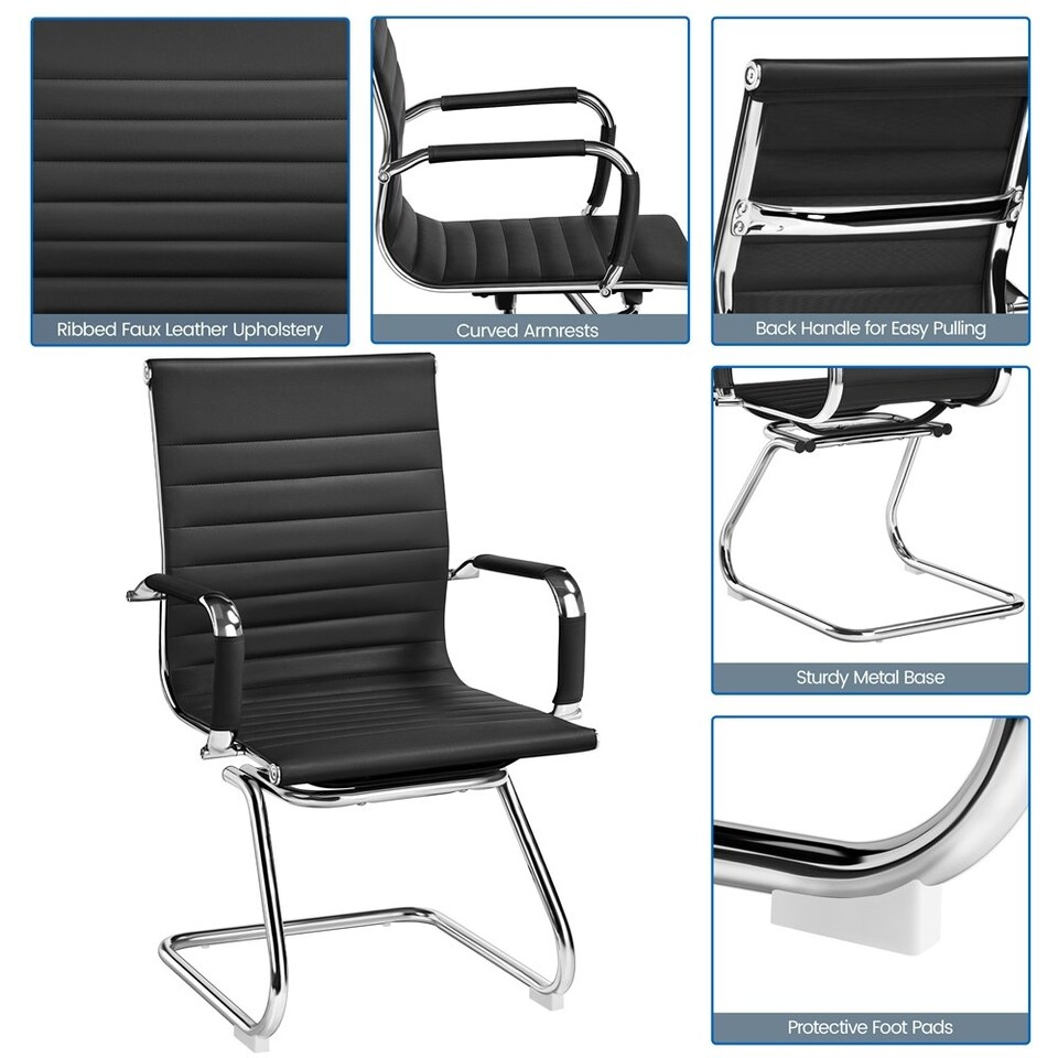 image 1 of Yaheetech 2pcs Mid-back Ergonomic Office Desk Chair Black | Black