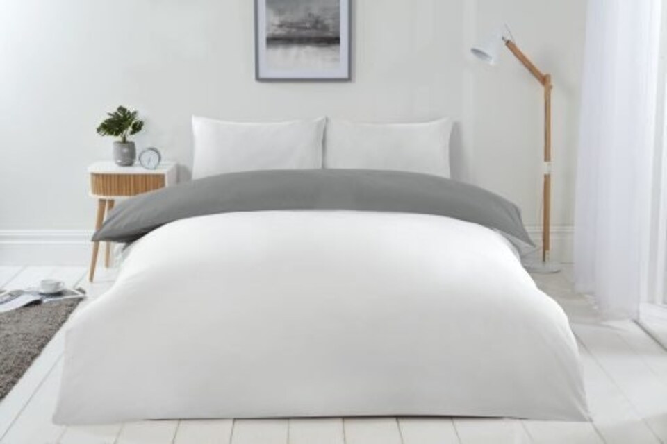 image 1 of Brights Reversible Duvet Double Bed GreyWhite