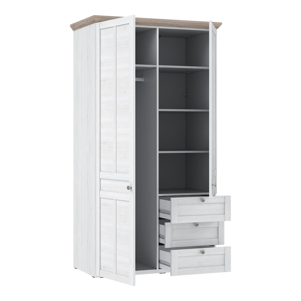 image 1 of Illoppa 2 Door Wardrobe in Snowy Oak/Oak Nelson