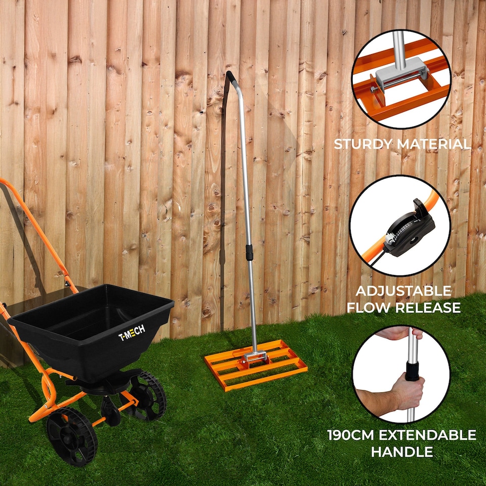 image 1 of Rotary Spreader & 50cm Lawn Leveller - Orange