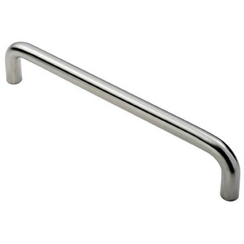 Loops Round D Bar Pull Handle 319 x 19mm 300mm Fixing Centres Satin Steel in Metallics