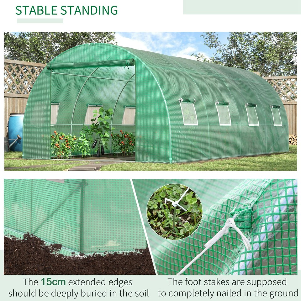 image 1 of Outsunny 6 x 3M Polytunnel Walk-in Garden Greenhouse with Zip Door and Windows