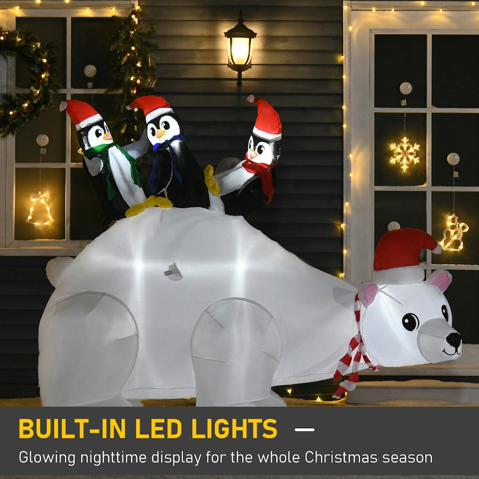 image 1 of HOMCOM 5ft Christmas Inflatable Polar Bear Penguin Lighted Lawn Garden Decor