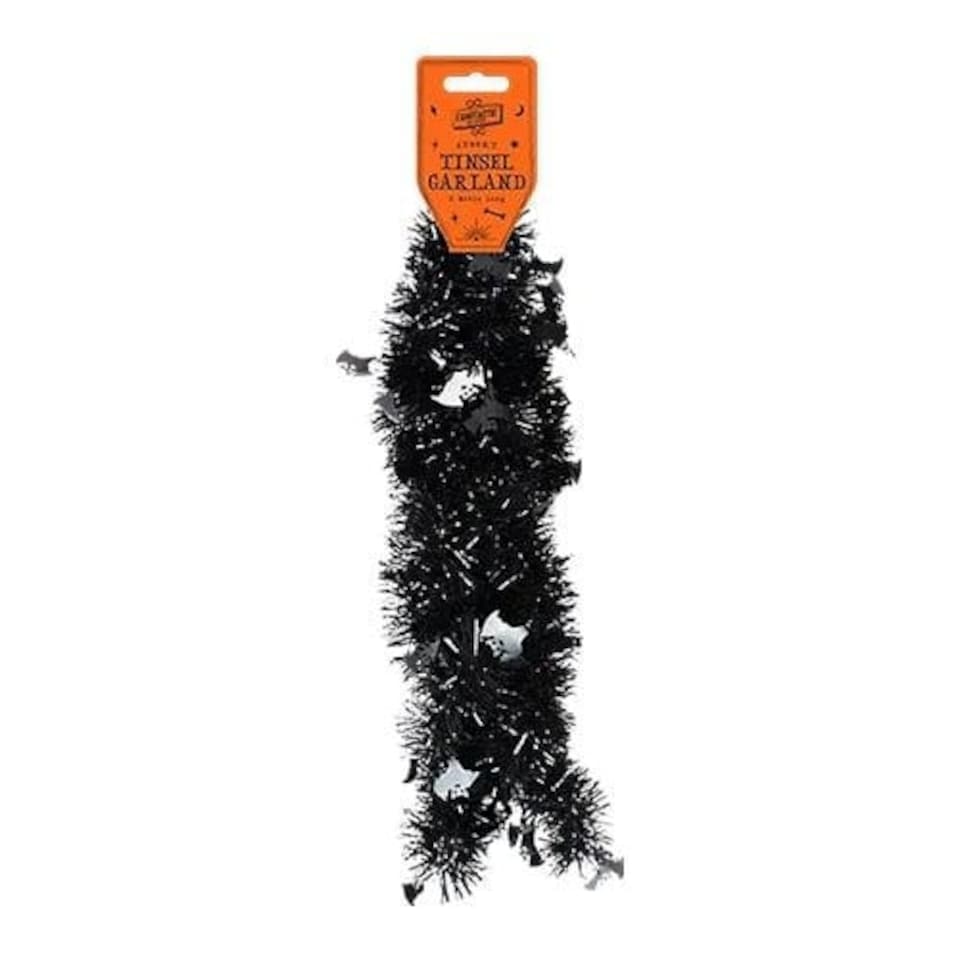 Black Bat Halloween Tinsel Garland 2m
