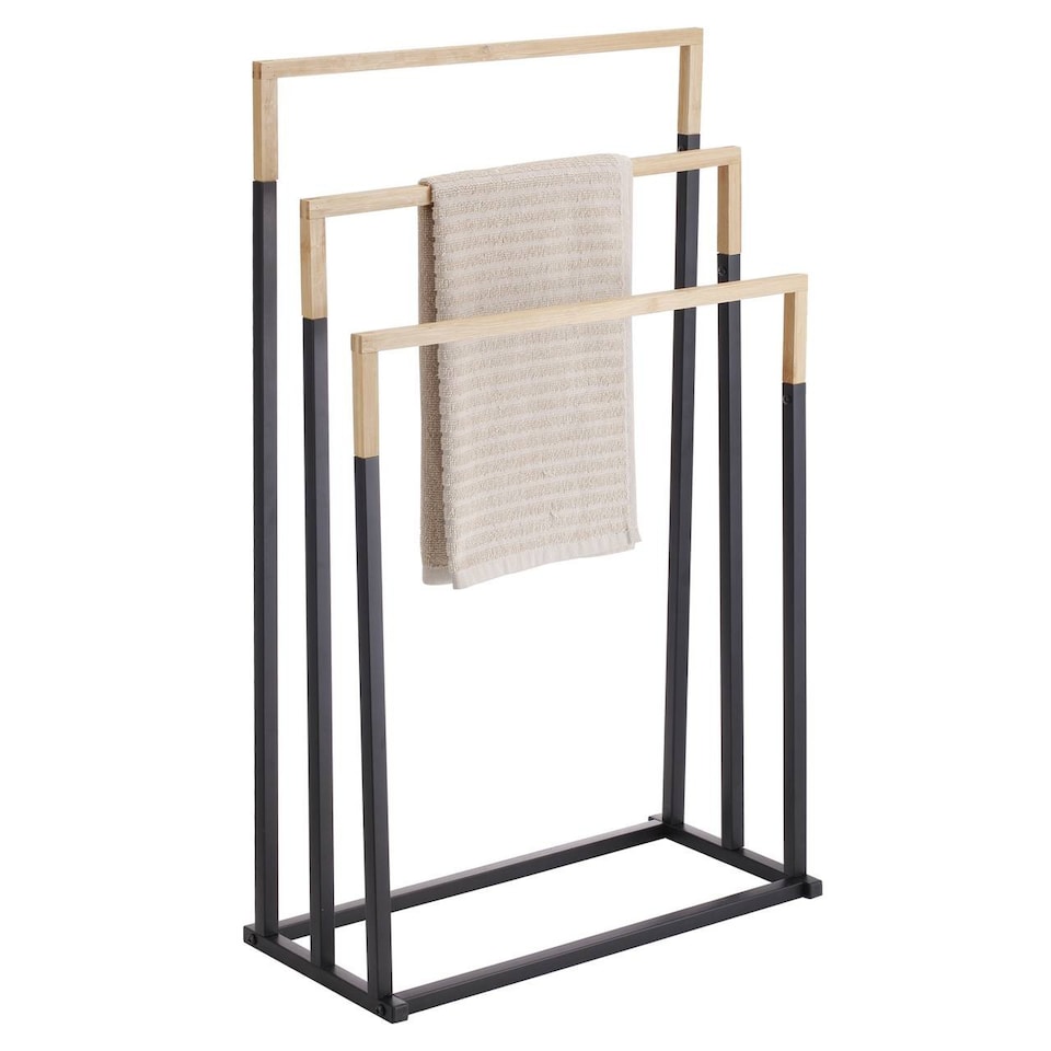 image 1 of Black Freestanding 3 Tier Towel Rack Stand