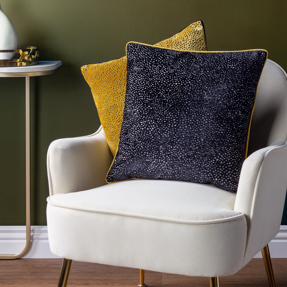 image 1 of Paoletti Estelle Spotted Cushion, Black/Gold, 45 x 45cm