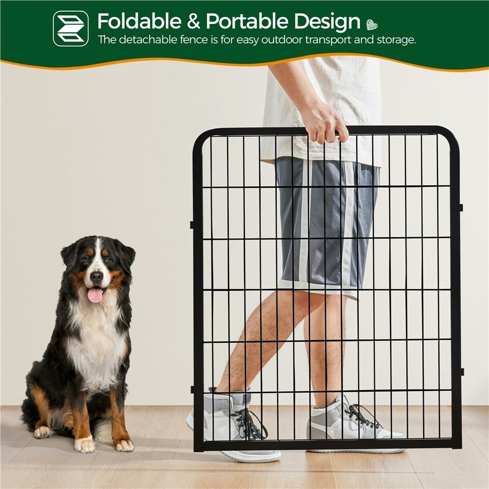 image 1 of Yaheetech 8-Panel Metal Dog Playpen, 65 × 80 cm Black