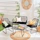 image 5 of Neo Black Garden Furniture Patio Wicker Bamboo Style Chair Table Outdoor Rattan Sofa Set 4 Piece | Black