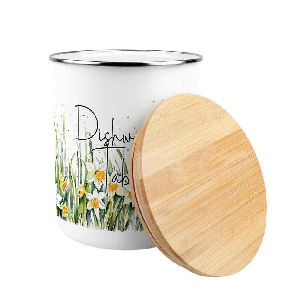 image 1 of Spring Daffodils Dishwasher Tablets Storage Tin