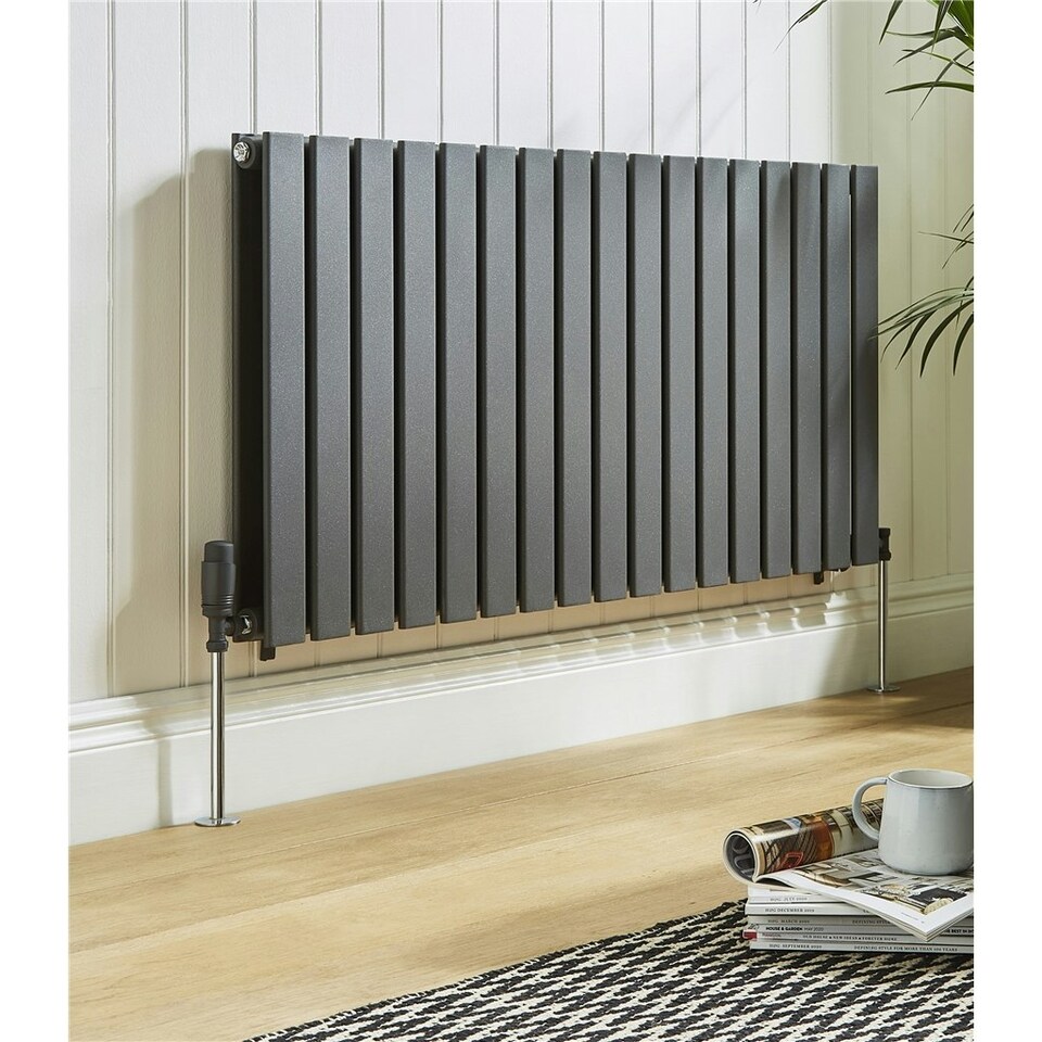 image 1 of 600mm (H) x 420mm (W) - Anthracite Horizontal Radiator (Berlin) - Double Panel - (0.6m x 0.42m) - Depth 70mm
