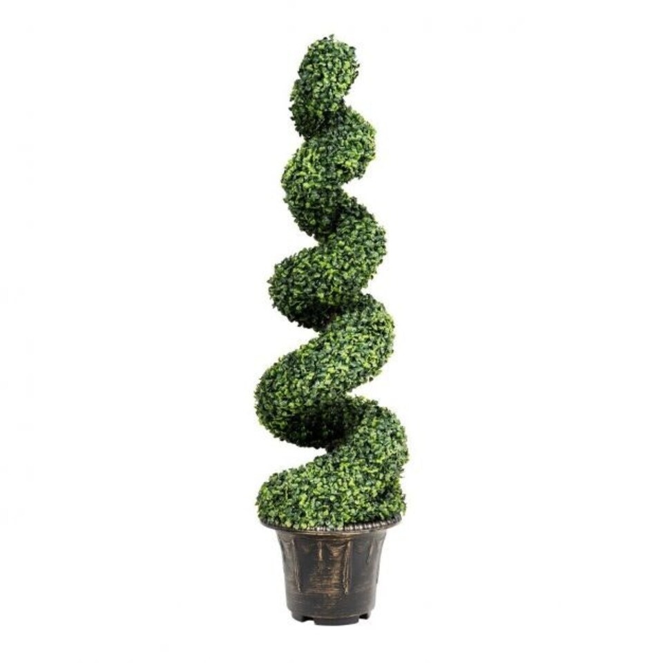 image 1 of COSTWAY 120cm Artificial Boxwood Spiral Tree Greenery Tree Green | One Size