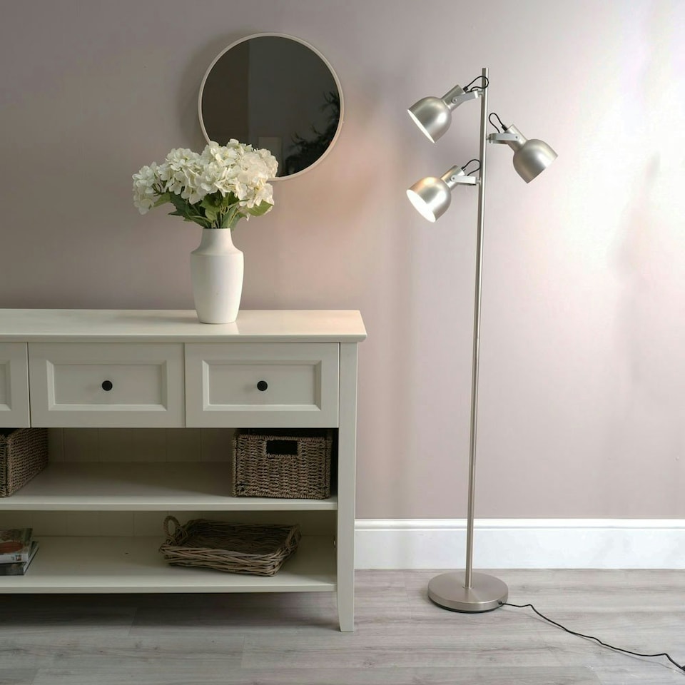 image 1 of ValueLights Albie Chrome 3 Way Adjustable Directional Floor Lamp