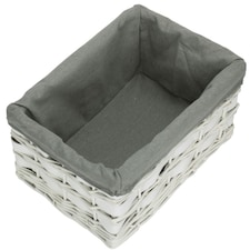 White Grey LinedScandi Storage Basket with Grey Lining Grey | Grey | M