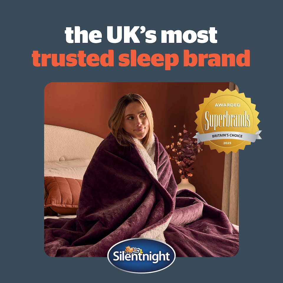 image 1 of Silentnight Heat Genie Self Heating Giant Blanket Purple | Berry