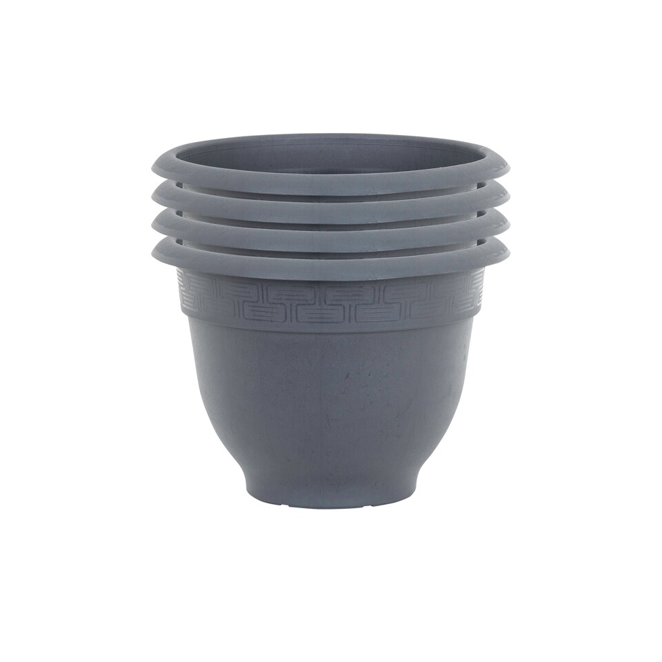 image 1 of Wham Bell Pot 4 x 28cm Round Plastic Garden Planters | Black | Slate