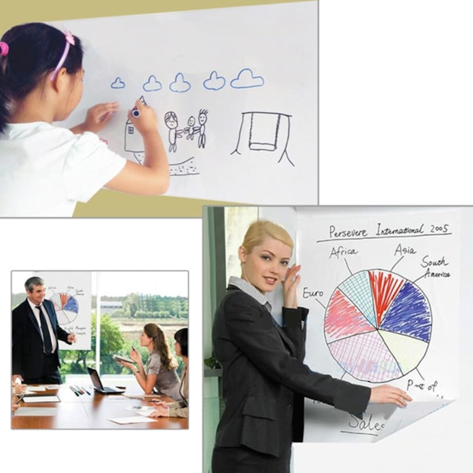 image 1 of Self Adhesive Whiteboard Roll with White board marker- 45cm x 2m