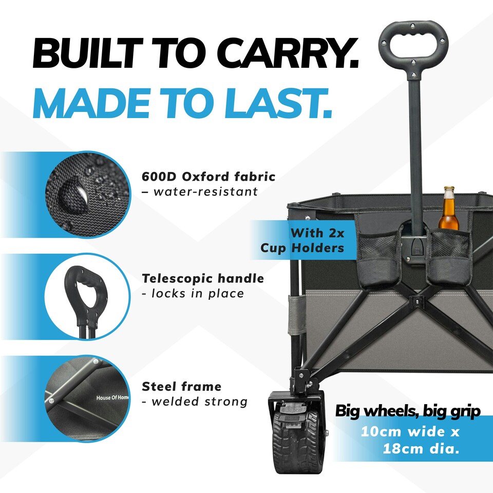 image 1 of 220L Foldable Utility Trolley Garden Home Camping Festivals No Assembly 220kg Load