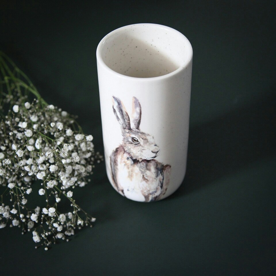 image 1 of Meg Hawkins Tall Ceramic Vase - Hare