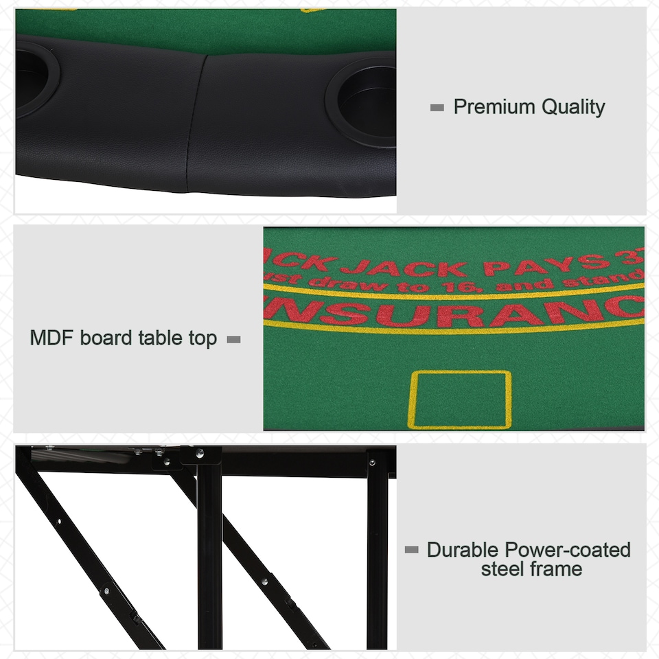 image 1 of HOMCOM 7-Player Folding Poker Table, Chip Tray, Cup Holders, 182 x 91 cm