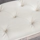 image 8 of HOMCOM 2-Tier Bed End Bench, Vintage Stool, Wooden Window Seat with Storage Shelf, Button Tufted Upholstered Footstool for Living Room, Bedroom, Entryway, Cream White | Cream | Cream