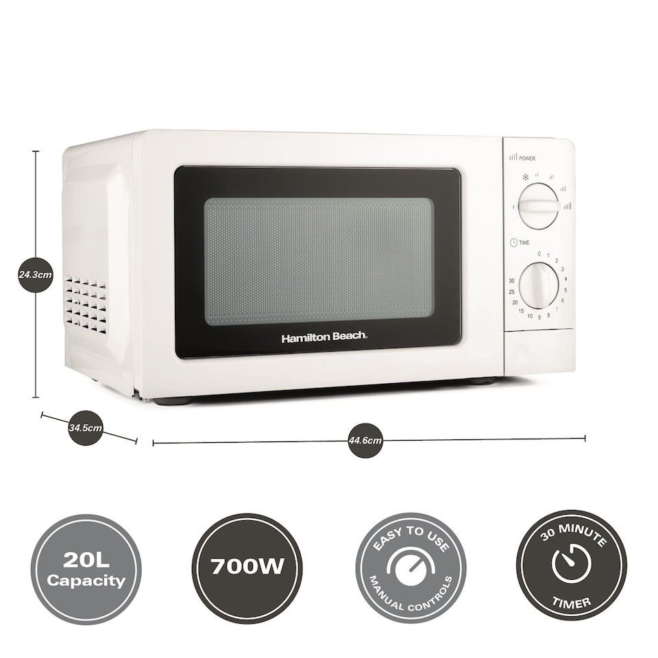 image 1 of Hamilton Beach 20L Standard White Microwave